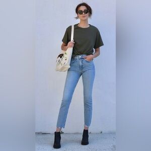 AGOLDE‎ Merrel High-Rise Raw Hem Low Stretch Straight Denim Jeans Size 26